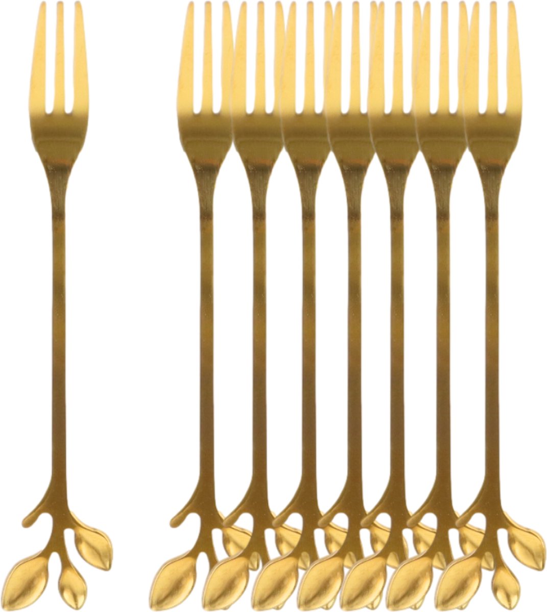 Goedkoopste OTIX Gebaksvorkjes - 8 stuks - Goud met Bladeren - Dessertvorkjes - Taartvorkjes - LEAF