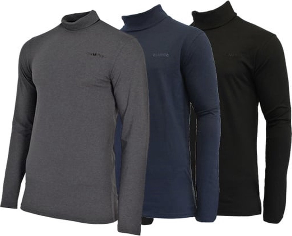 3-Pack Campri Skipully Wintersportpully Heren Charcoal-marl/ 268 3XL Marineblauw