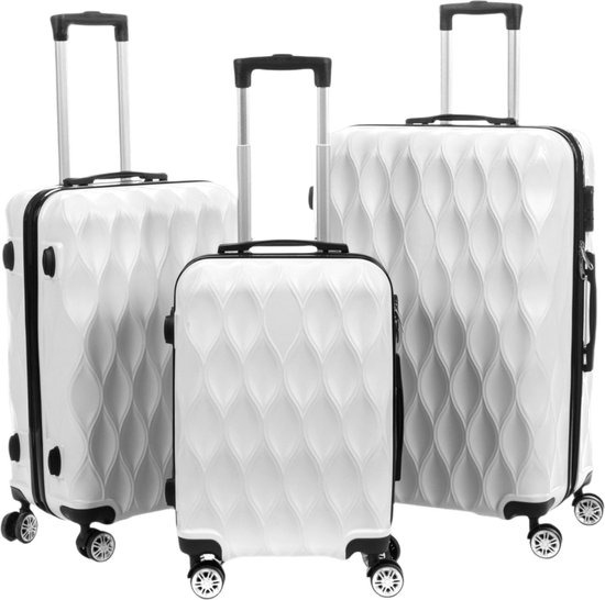 ensemble de valises 3 pièces - Ensemble de valises de voyage - ensembles de valises - Bagage à main 38 L + Chariot 75 L + Valise de voyage 110L Groot - Wit