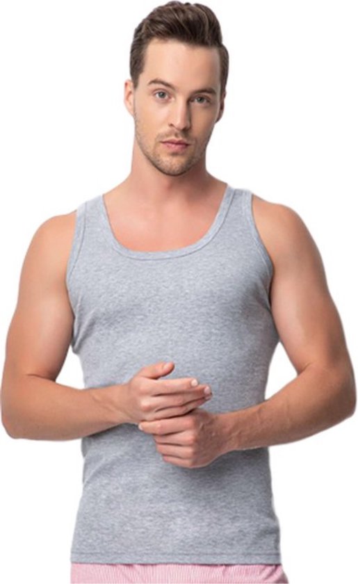 Pack de 3 débardeurs pour homme – 100 % coton – Gris– Taille L