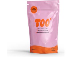 TOO - Lage cafeïne paddenstoelenkoffie - Biologische Instant koffie - 5 Paddenstoelen & L-Theanine - 30 kopjes - Vegan - Lion's Mane, Chaga, Meer - Koffie-alternatief