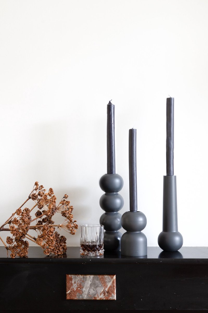 Candleholder cone low - Charcoal