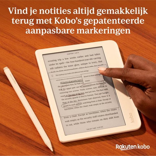 Kobo Stylus 2 Pen voor eReader - Zwart - Oplaadbaar - Markeerknop - Gum