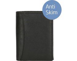 Heren Portemonnee Echt Leder Zwart Staand Model - RFID - Cadeau voor man