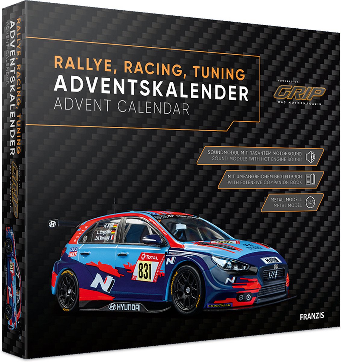 Franzis Adventskalender - 67192-9 Rallye - Racing - Tuning - Metalen Auto Modelbouwpakket - 1:43