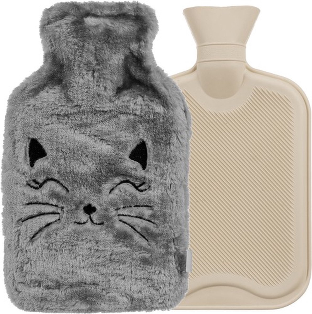 Goedkoopste Warmwaterkruik - kruik - katopdruk - met hoes - 1800ml - Ruhhy