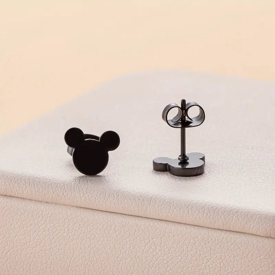 PROMOTION BLACK FRIDAY - Boucles d'oreilles mickey mouse swear studs - noir - acier chirurgical 8mm
