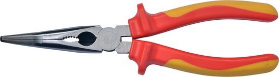 SW-Stahl 41910L Pince à bec VDE, courbée 200 mm I Pince à bec de technologie de précision 1000 V I selon DIN EN/IEC 60900 Pince à bec d'électricien I Pince à bec effilé avec poignée bi-matière