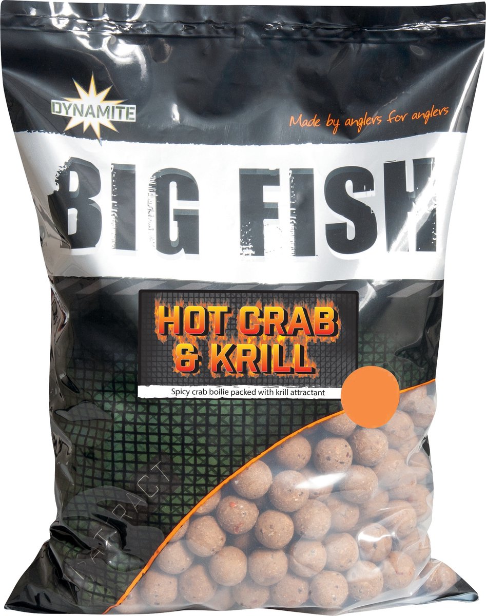 Dynamite Baits Hot Crab & Krill Boilies | 1.8kg Beige 15mm