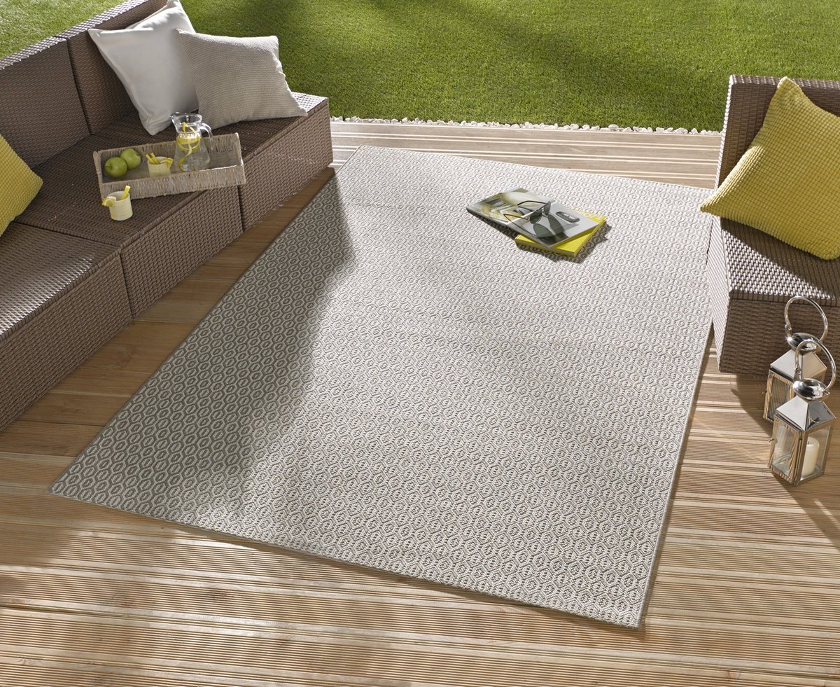 flycarpets Laagpolig vloerkleed - Binnen en buitenkleed - Coin - Grijs 200x290 cm