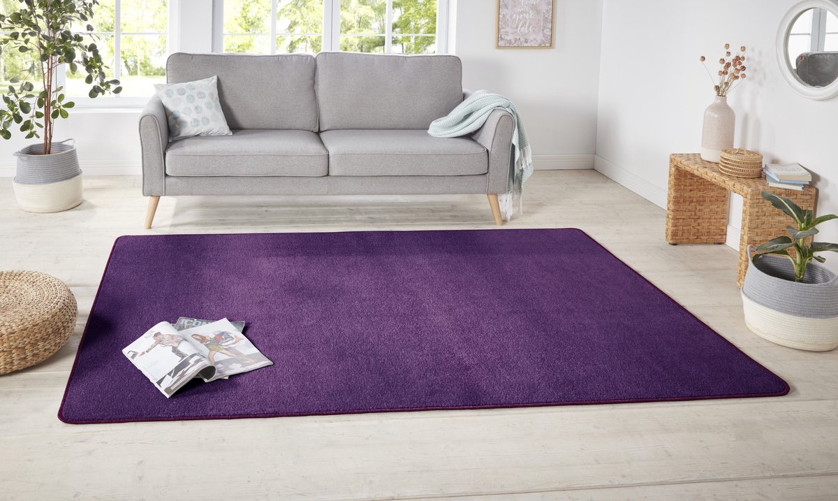 flycarpets Laagpolig Effen Uni Vloerkleed - Nasty - Paars 200x300 cm