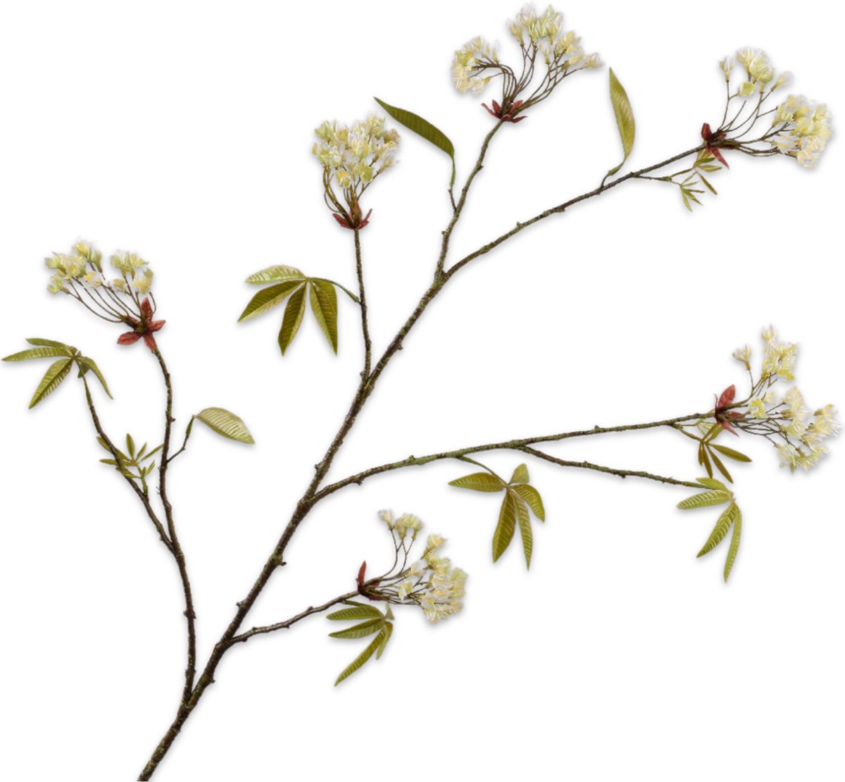Silk-ka Kunstbloem-Zijden Bloemen Esdoorn Tak Crème 110 cm