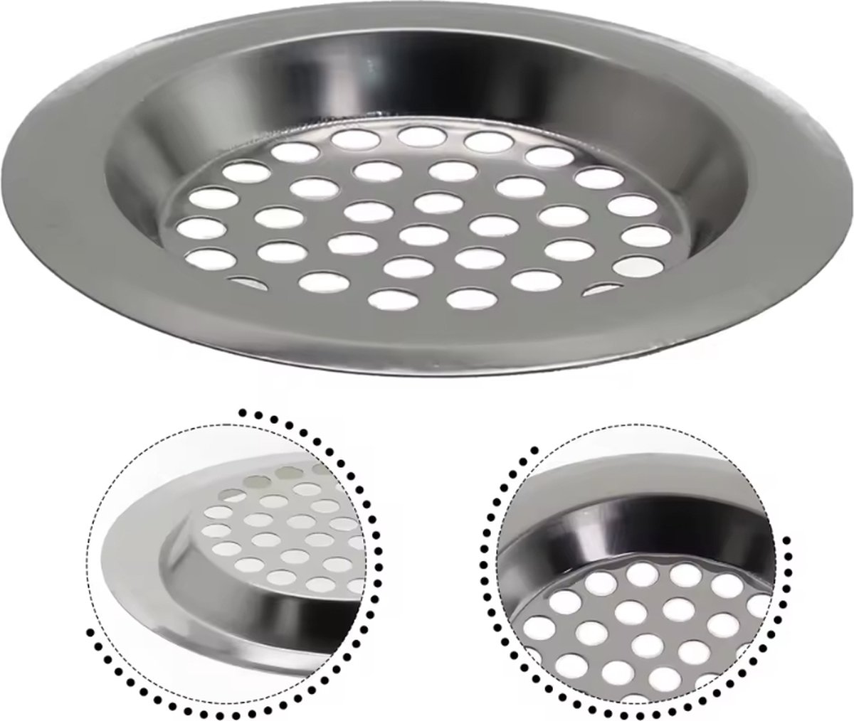CHPN - Gootsteenfilter - Filter voor gootsteen - Metaal - 7CM - Afvoerfilter - 1 Stuk - Korfplug - Afvoerplug - Keuken - Gootsteenzeef - Afvoerzeef - Schone wasbak