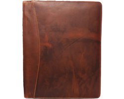 Handgemaakte Lederen schrijfmap A4 - Zakelijke portfolio Laptop tot 14