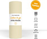 Jacobson - Hoeslaken Topper - 180x200cm - Jersey Katoen - tot 12cm matrasdikte - Natural / Crème