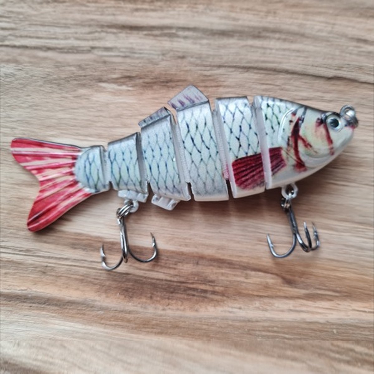 Rospo outdoor - Swimbait-Zesdelig - Voorn -roofvis kunstaas- 10 cm- 20 gram met 2 dreggen.