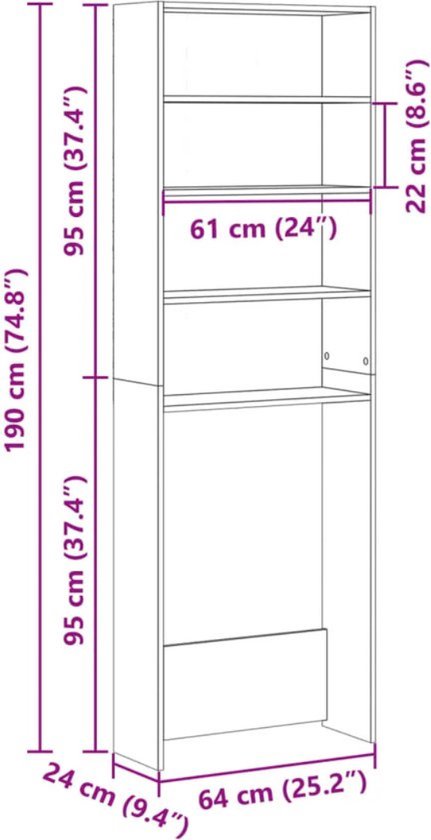 Aménagement lave-linge LBB - Placard - Meubles en saillie - Surélévation - Meuble lave-linge - Meuble de rangement - Bois - Chêne Sonoma