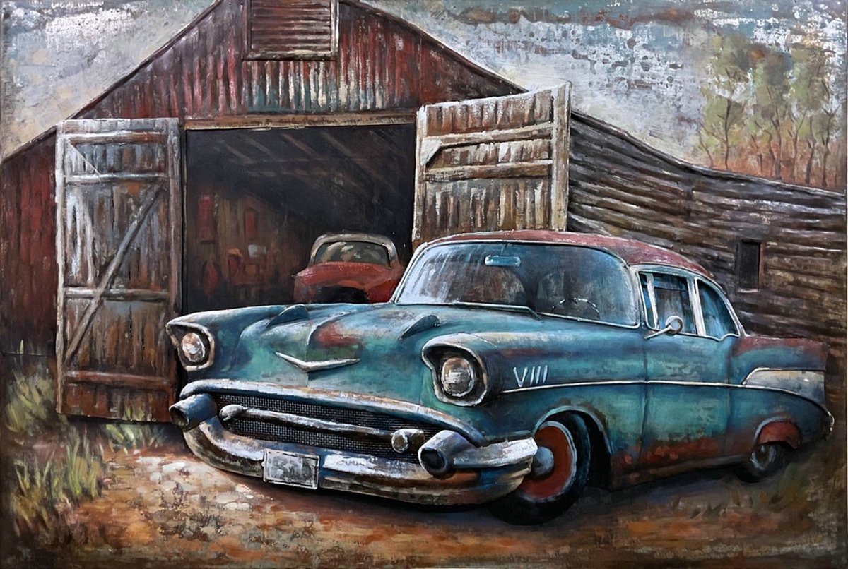3D Metaalschilderij - Chevrolet - 120 x 5 x 80 cm