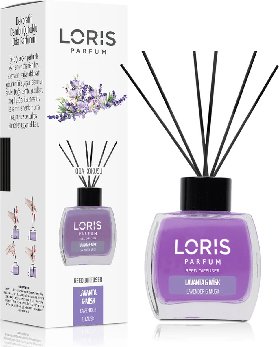 LORIS - Parfum - Geurstokjes - Huisgeur - Huisparfum - Lavender & Musk - 120ml