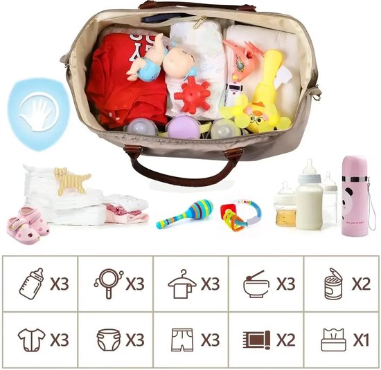 Eszenzics™ Luiertas 'Sep' - Luxe afwerking - 3-delige set - Trendy ontwerp - Verzorgingstas - Babytas - Cremewit - Reistas - Weekendtas - Moeder - Baby van Eszenzics™ — afbeelding 5