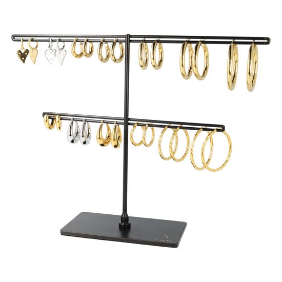 Lajetti - Boucles d'oreilles Golden Hartjes Acier Inoxydable Plaqué Or 18 K - Boucles d'oreilles Femme