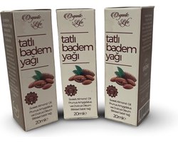 Organic Life - Krachtige Amandelolie 3 stuks | Almond Oil | 3x20 ml | 3 flesjes | Dikker & Voller haar | voor snelle haargroei en voller haar | for better hair growth & thick hair