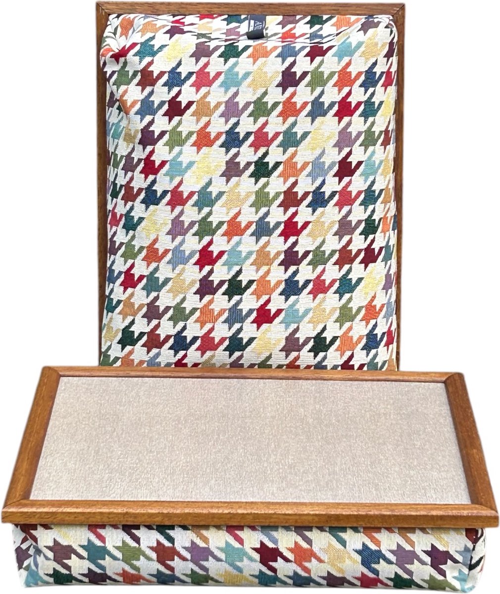 Andrews - Laptray - Schoottafel - Schootkussen - Laptoptafel - Dienblad met kussen - Jacquard Ecru - 40,5x30,5x9 cm