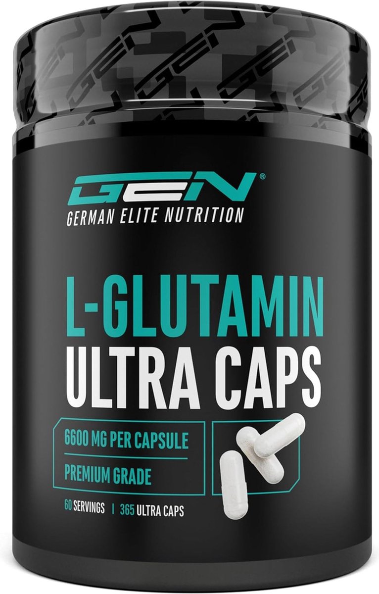 Goedkoopste L-Glutamine - 365 Capsules - Extra hoge dosering met 1100 mg per capsule - 6600 mg per dagelijkse portie - Pure & ultra-fijne L-Glutamine - Geen ongewenste toevoegingen