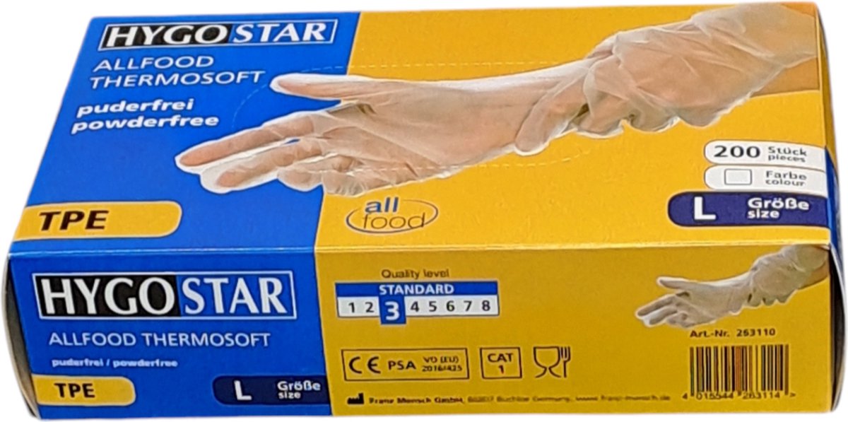Goedkoopste Hygostar TPE wegwerp handschoen transparant - maat L - 200 stuks - latexvrij