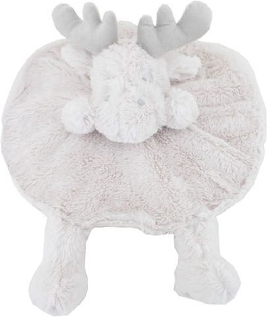 Knuffeldoekje baby en peuter – Kraamcadeau - Knuffeldoek met eland als dierenvriendje – rond 30x30 cm - Beige - Knuffelzacht