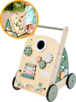 sun baby Babyspel en loopwagen - Bruin, loopwagen speelbord met interactief speelgoedwielen, rubber, voor kinderen 12-36 maanden