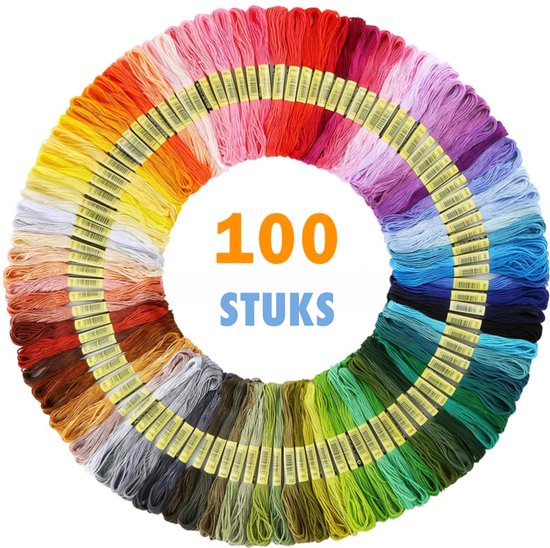 100 Kleuren Borduurgaren voor Kruissteken – Set voor Borduren en DIY Handwerk – Ideaal voor Beginners en Gevorderden – Borduurpakket voor Hobby, Creatieve Projecten, en Naaldwerk – Perfect voor Kruissteken, Handwerk en DIY Decoratie