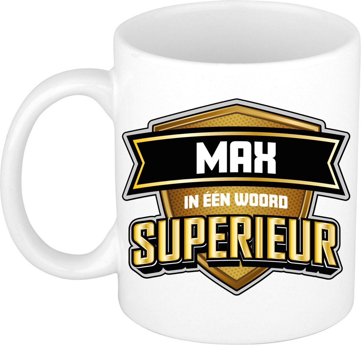 Bellatio Decorations Naam mok Max - wit - Superieur - keramiek - 300 ml - collega beker - cadeau