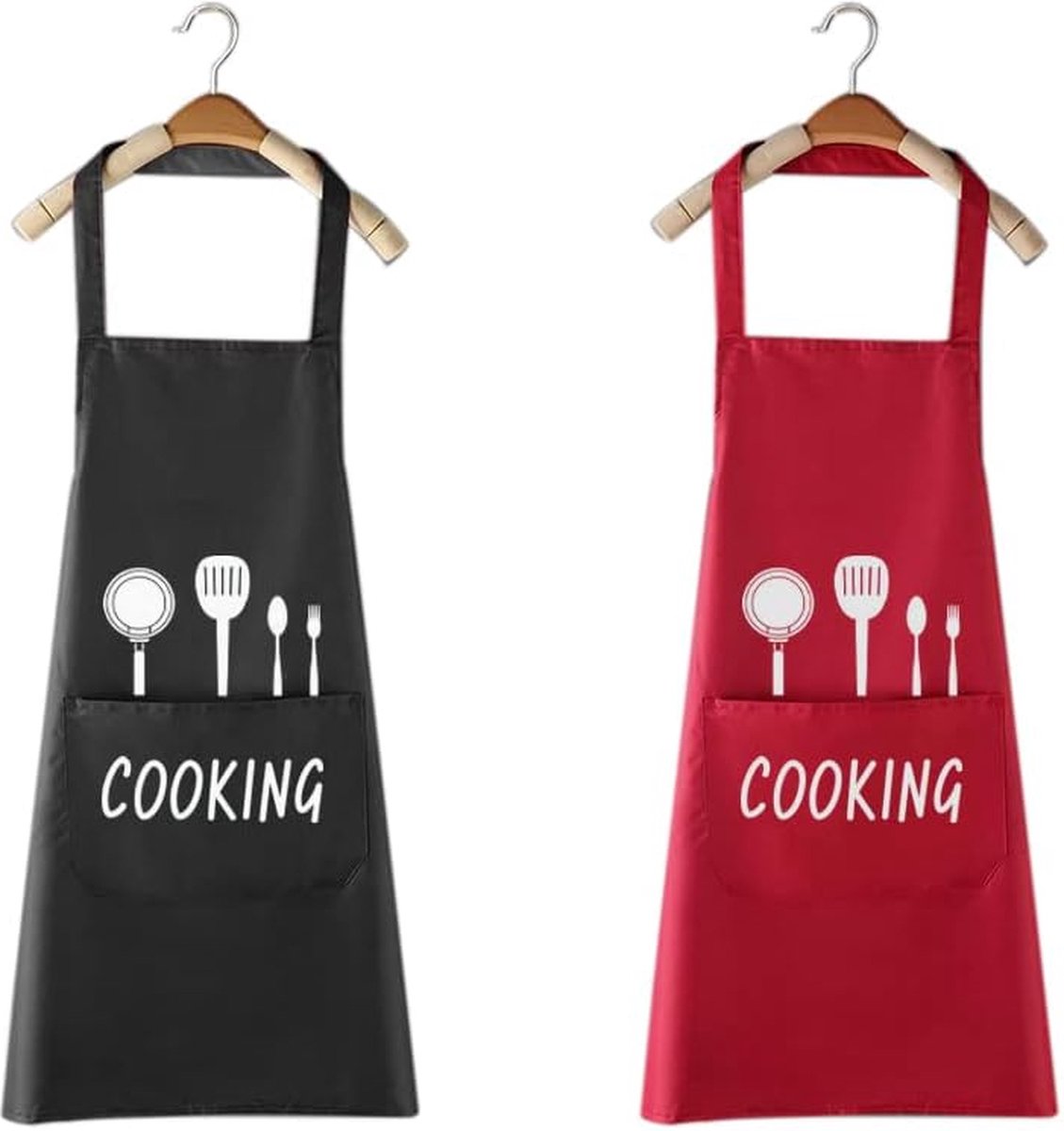 JGS ® Professionele Unisex Keuken- en BBQ Schort Set met Verstelbare Bandjes en Handige Zakjes