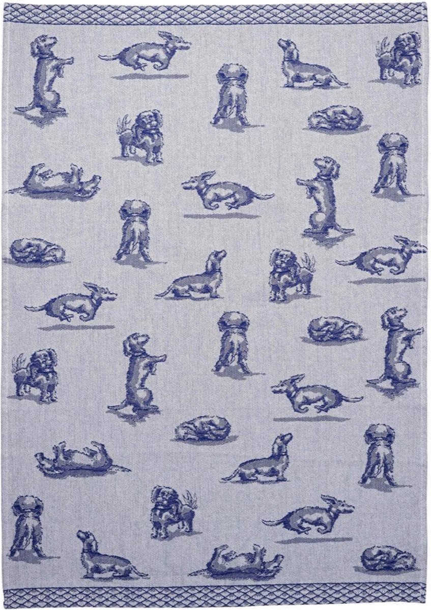 Heinen Delfts Blauw - Theedoek - Teckel Nhaan - Katoen - 50x70 cm