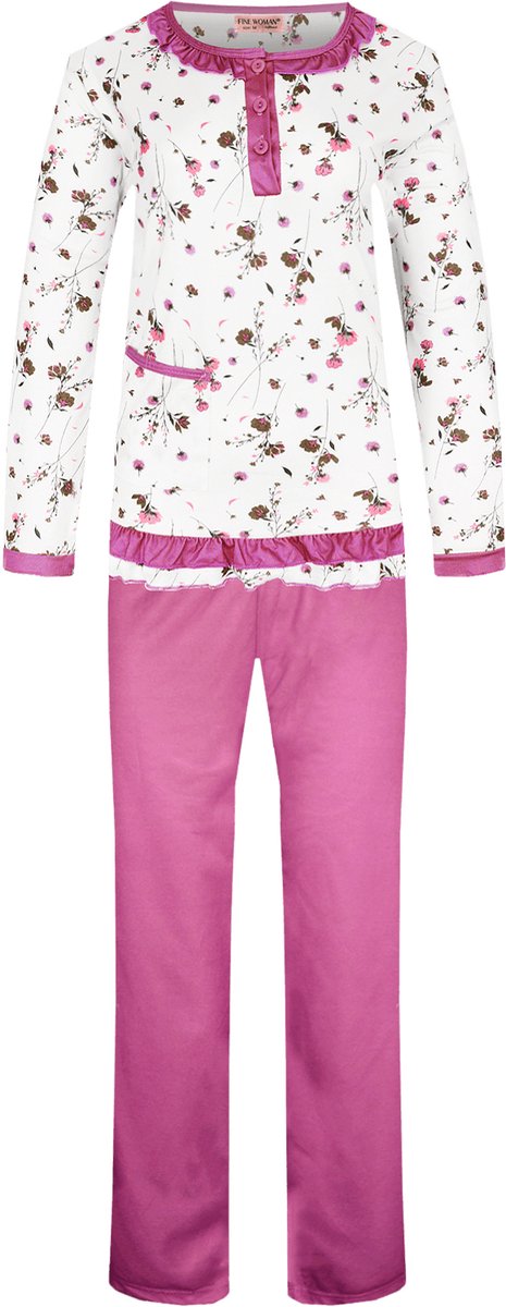 Dames pyjama gebloemd bourdeaux XXL