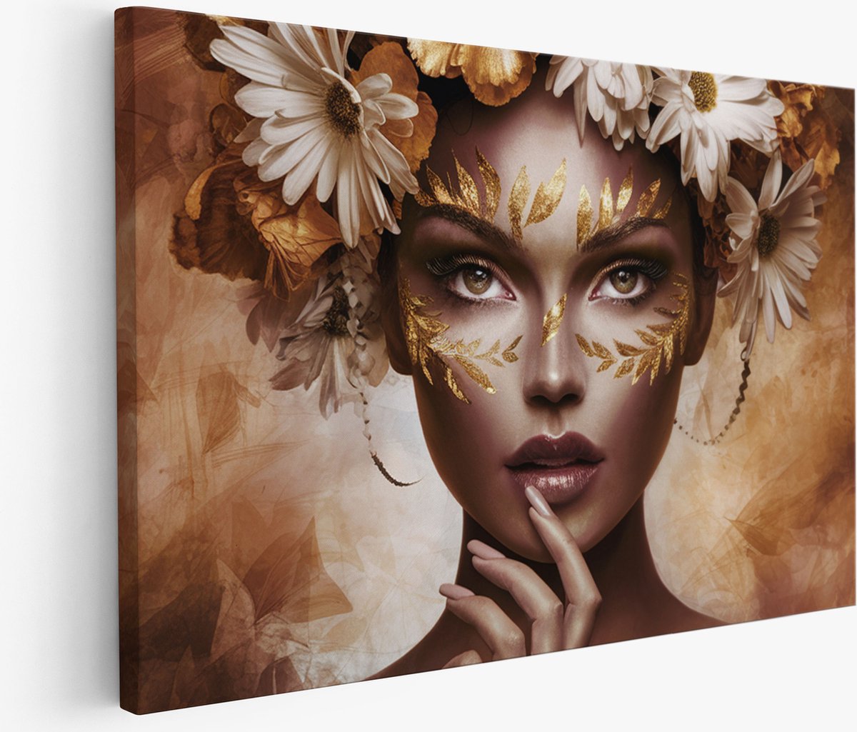 Saammp Muurcirkel Hout - Leeuw in de Jungle - Natuur - Dieren - Ø 90 - Wandcirkel - Wanddecoratie Cirkel - Muurdecoratie Woonkamer - Slaapkamer decoratie - Rond Schilderij
