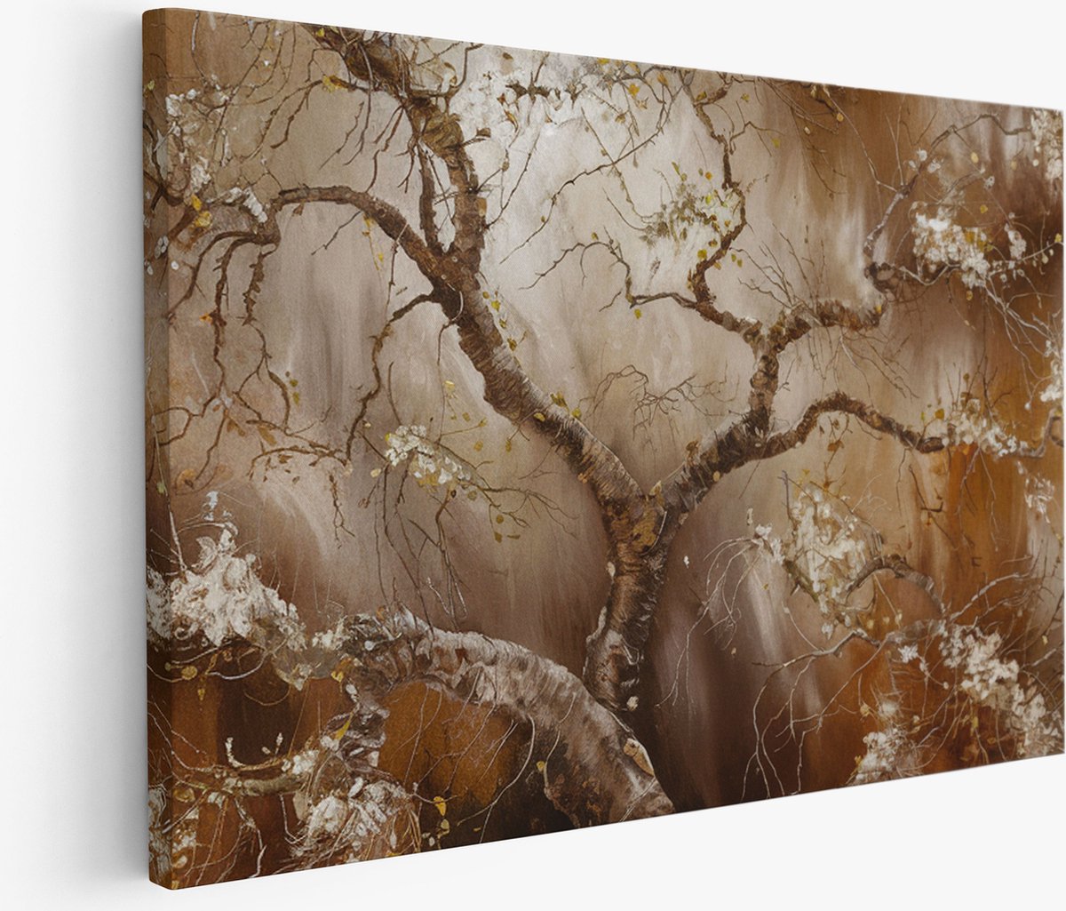 Saammp Muurcirkel Hout - Subtiele Bloemenweide - Rustgevende Natuurprint - Wandcirkel - Wanddecoratie Cirkel - Scandinavisch en Minimalistisch - Ø 90