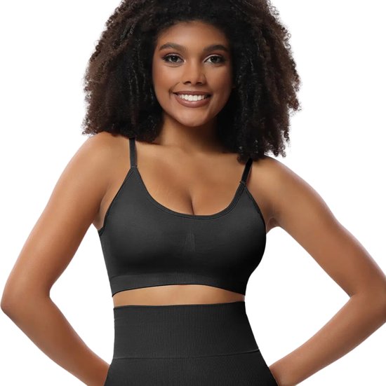Comfort BH zonder beugel - Maat M - Zwart - Met uitneembare bh vulling en Verstelbare bandjes - Extra comfortabele Sport BH - Bamboe bh - BH zonder beugel - Zwangerschaps bh - Beugelloze bh - met push up - Magic bra - met pads