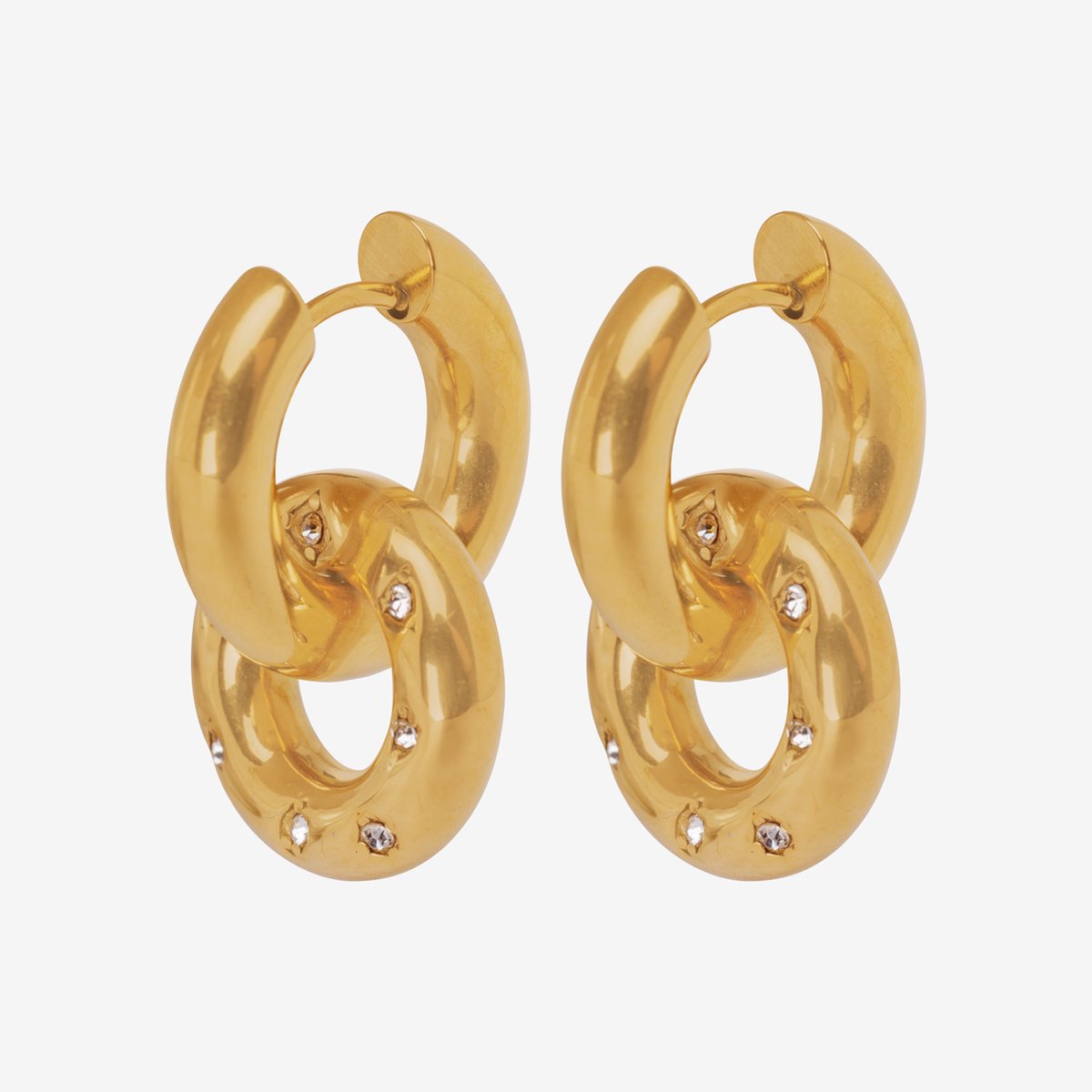 Essenza White Stones Earrings Gold