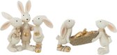 J-Line figuur Konijn Wortels + Knuffel - polyresin - mix - 2 stuks - paasdecoratie