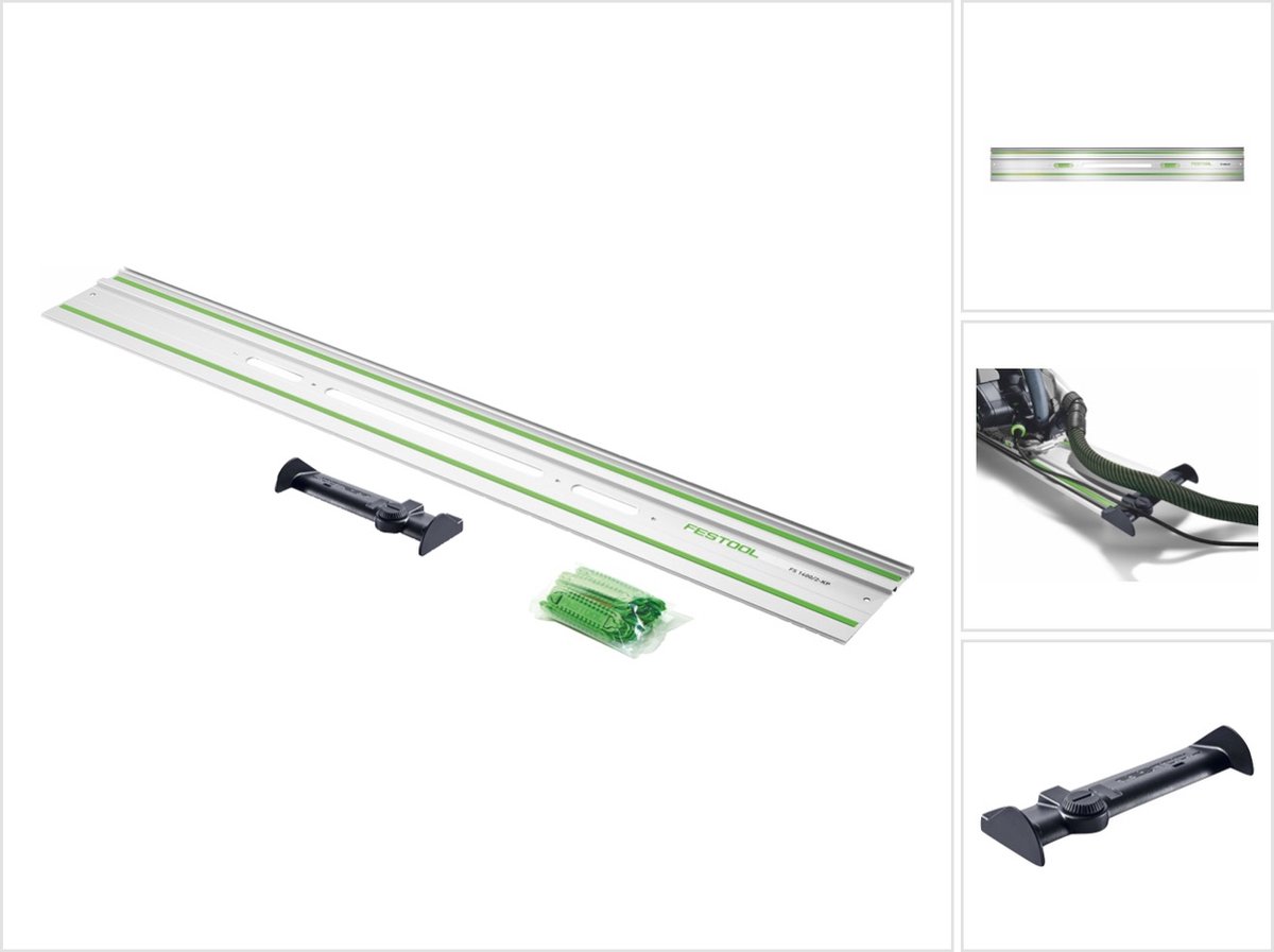Festool FS 1400/2-KP geleiderail 1400 mm voor hand-, inval- en decoupeerzagen / bovenfrezen + FS/2-AW beschermkap