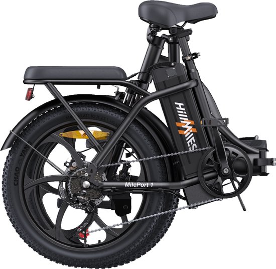 Hillmiles MilePort 1 Elektrische fiets - Actieradius 80km - Verwijderbare batterij 36V13Ah - Motor 250W - Shimano 7 versnellingen - 20 Inch opvouwbare City Commuter E-Bike - Zwart — afbeelding 3