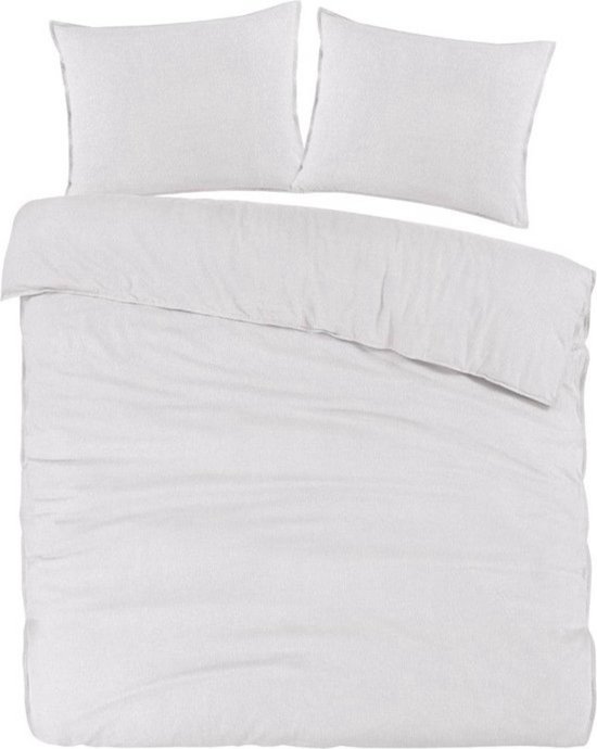 Dream Textile Housse de Couette Uni Flanelle Wit Double - 200x200/220 cm - Super Douce