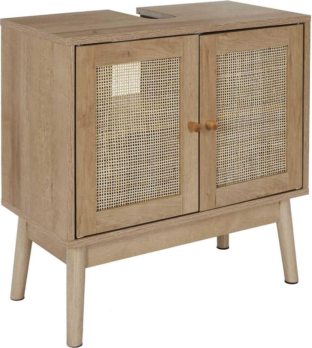 La'Moussawi ® Binnenhuisdecoratie Badkamerkast met Natuurlijke Materialen en Rattan Details voor Elegante Badkameropslag