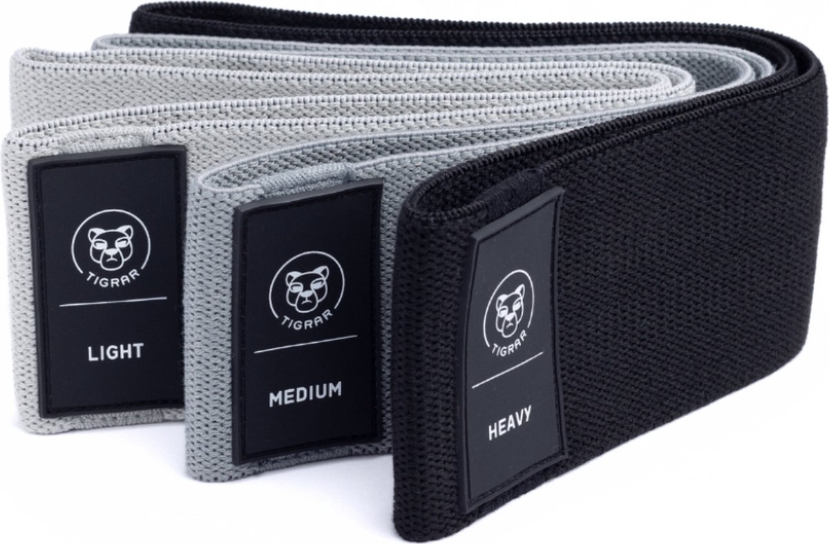 Tigrar Weerstandsbanden - Sport Elastiek banden - Resistance Band - Fitness Elastiek Set 3 Stuks - Katoen - One Size - Voor Benen en Billen
