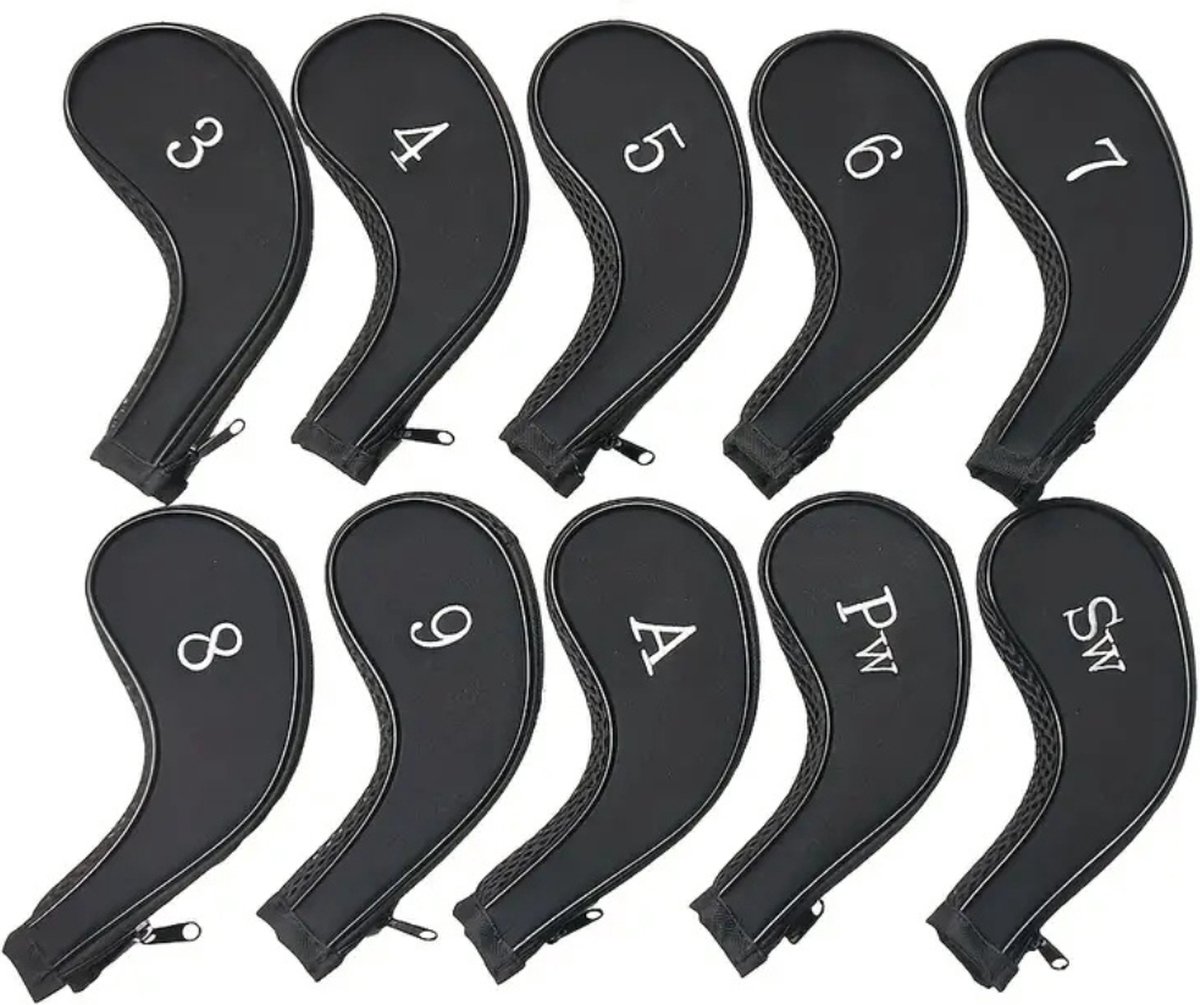 Livano Golfclub Headcover - Covers - Beschermers - Golfset - Zwart - 10 Stuks