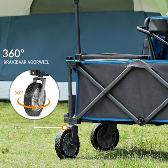 Bolderkar Opvouwbaar Luchtbanden - Bolderwagen Voor Alle Terreinen - Boodschappenwagen Met 100Kg Belastbaarheid - Strandkar Met Verstelbare Handgreep - Tuinkar - 80 x 40 x 30 cm van Bolderkar — afbeelding 3