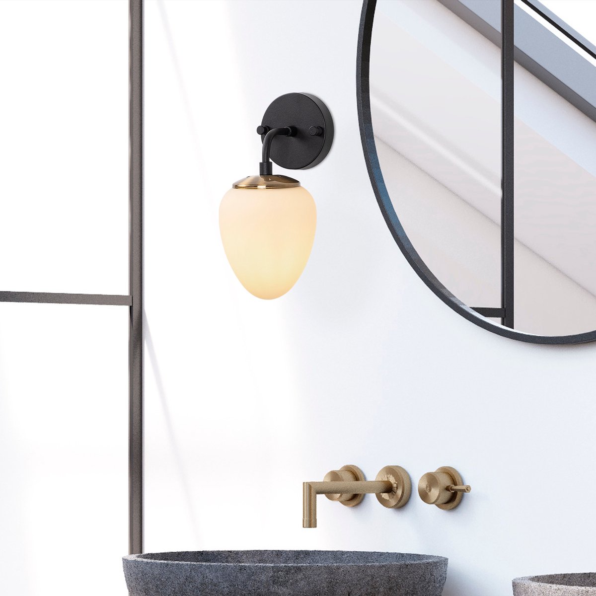 Ns Wandlamp | METALEN BEHUIZING | Zwart, Antiek, Crème - Emob - Wandlampen - Zwart - Metaal