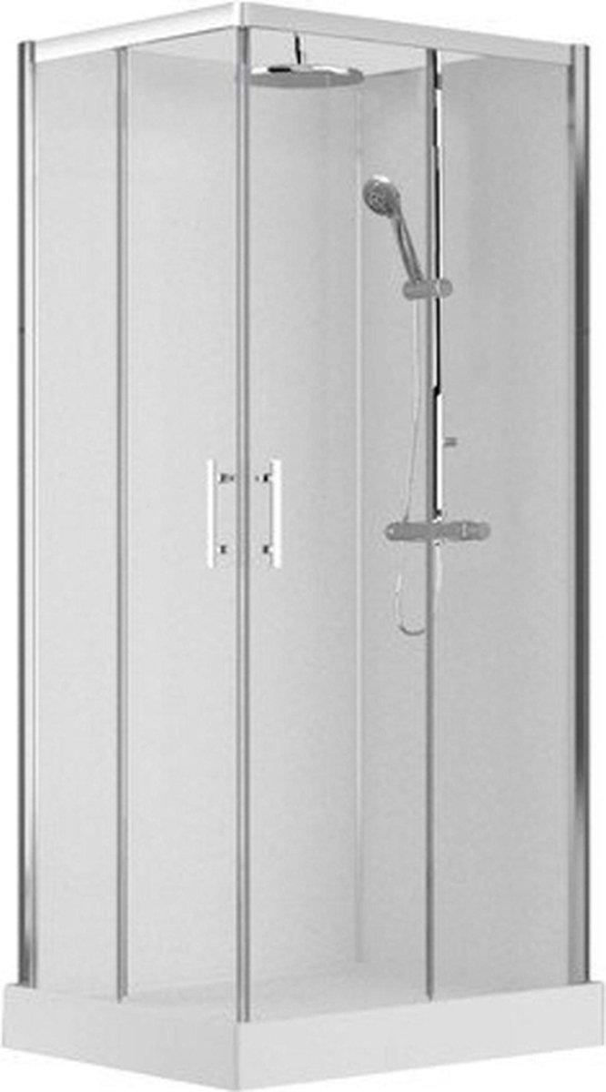 Nemo Spring Vidrio douchecabine - 100x80cm - 2 schuifdeuren - met regendouche - veiligheidsglas chroom